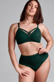 Dame de Paris High-Waist slip Pine Green and Gold