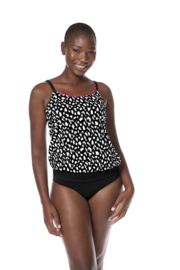 Tankini Manila Blouson top (Zwart-Wit Basis) te combineren met slip 71660