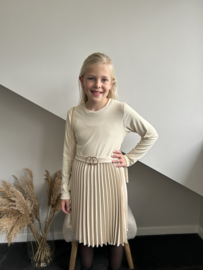 Plissé jurk beige met tasje