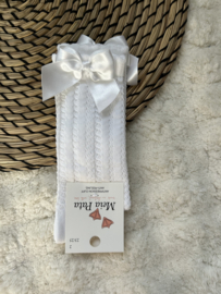 Kniekous satijnen strik wit