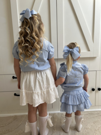 Blouse met strik blauw