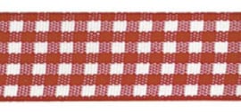 Lint - ruitjes - rood - 10mm - 5 meter