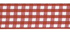 Lint - ruitjes - rood - 10mm - 5 meter