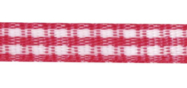 Lint - ruitjes - roze - 5mm - 5 meter