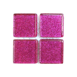 Glassteentjes 2x2 cm - 12 stuks - glitter roze