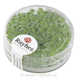 Rocailles vierkant - groen gekleurde kern