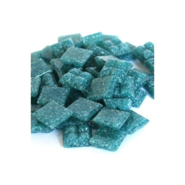 Glassteentjes 1x1 cm - 100 stuks - donker zeegroen