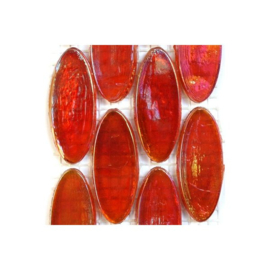 Glassteentjes  ovaal 45 mm - 6 stuks - oranje/rood