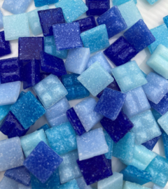 Glassteentjes 1x1 cm - 400 stuks - mix blauw