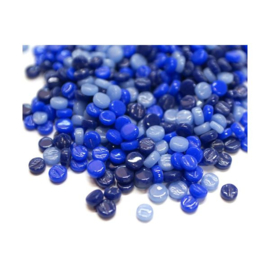 Glassteentjes minidots - 25 gram - mix blauw