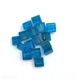 Glassteentjes luxe 1x1 cm - 80 stuks - blauw turquoise