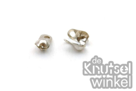 ballchain zilver - 1 mm - kalotjes 4 stuks