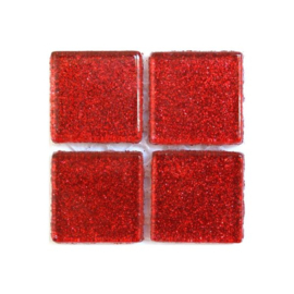 Glassteentjes 2x2 cm - 12 stuks - glitter rood