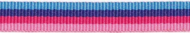 Lint - streepjes - roze & blauw - 10 mm - 1 meter