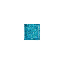 Glassteentjes 1x1 cm - 75 stuks - glitter turquoise