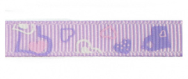 Lint - hartjes lila & paars & wit - 10 mm - 1 meter