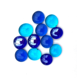 Glassteentjes  rond 10-20 mm - 12 stuks - blauw