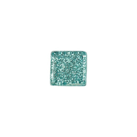 Glassteentjes 1x1 cm - 75 stuks - glitter licht turquoise