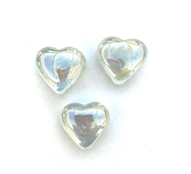 Glassteentjes  XL hart - 3 stuks - transparant