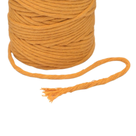 Macramé koord - 3 mm - 100 meter - single twist - okergeel