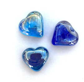 Glassteentjes  XL hart - 3 stuks - blauw