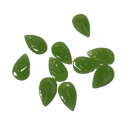 Bladvormige kralen - appelgroen - 10 stuks