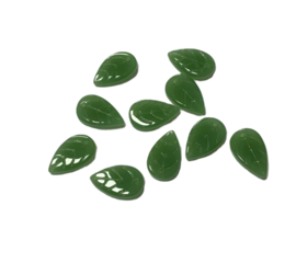 Bladvormige kralen - donker jadegroen - 10 stuks
