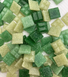 Glassteentjes 1x1 cm - 400 stuks - mix groen