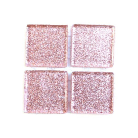 Glassteentjes 2x2 cm - 12 stuks - glitter licht roze