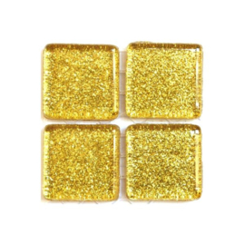 Glassteentjes 2x2 cm - 12 stuks - glitter geel goud