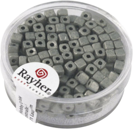 Rocailles vierkant - mat metallic - donker grijs