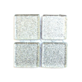 Glassteentjes 2x2 cm - 12 stuks - glitter zilver