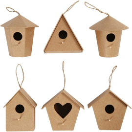 Vogelhuisjes middel - set van 6