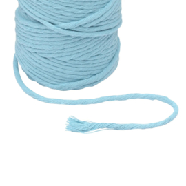 Macramé koord - 3 mm - 100 meter - single twist - aqua blauw