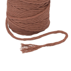 Macramé koord - 3 mm - 100 meter - single twist - bruin