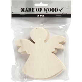 Kerst engel hout - 6 stuks