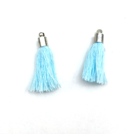 Ibiza-stijl flosjes 3cm - licht blauw - 2 stuks