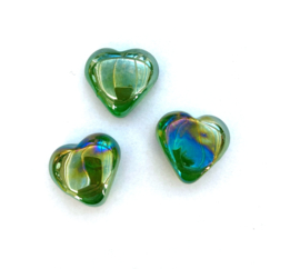 Glassteentjes  XL hart - 3 stuks - groen