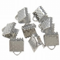 Platte lint- of veterklemmetjes  - 8 mm - 20 stuks - zilverkleurig