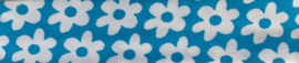 Lint - biaisband - bloemen blauw - 20mm - 1 meter