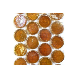 Glassteentjes  rond 18 mm - 10 stuks - geel/bruin