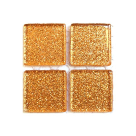 Glassteentjes 2x2 cm - 12 stuks - glitter oranje koper