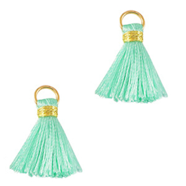 Ibiza-stijl flosjes 2 cm - licht zeegroen - 2 stuks