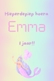 A6 kaart Zeemeermin pastel