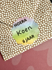 Traktatiestickers Bloemvorm ruimtekleuren | 10 stuks