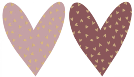 Stickers Duo hartjes goud roze (10st)