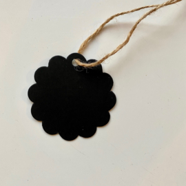 Cadeaulabel bloemvorm zwart (5st)
