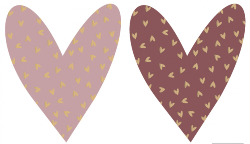 Stickers Duo | hartjes goud roze (10st)