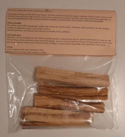 Palo Santo stokjes van ± 10 cm, verp. ca. 50 gram