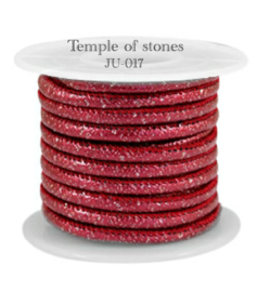 Gestikt leer IMI 4x3 mm Sparkle Cabernet Red Metallic
